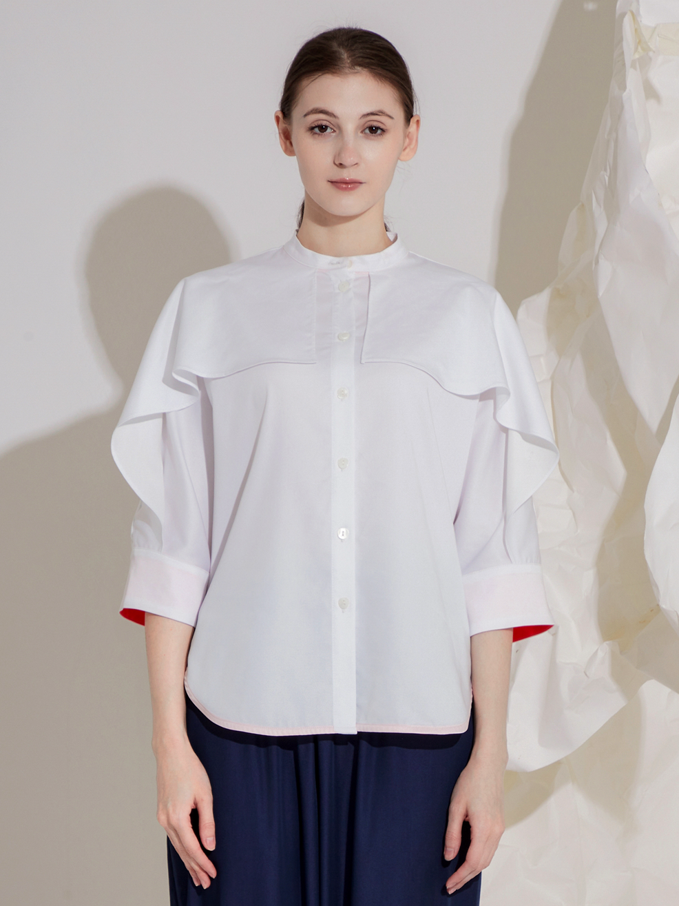 LYOCELL FRILLS SHIRT