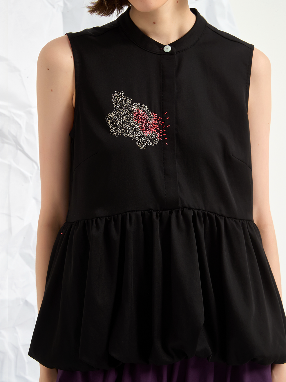 EMBROIDERED BALLOON BLOUSE