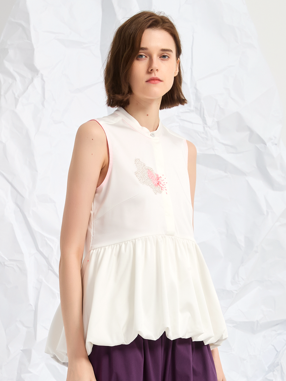 EMBROIDERED BALLOON BLOUSE