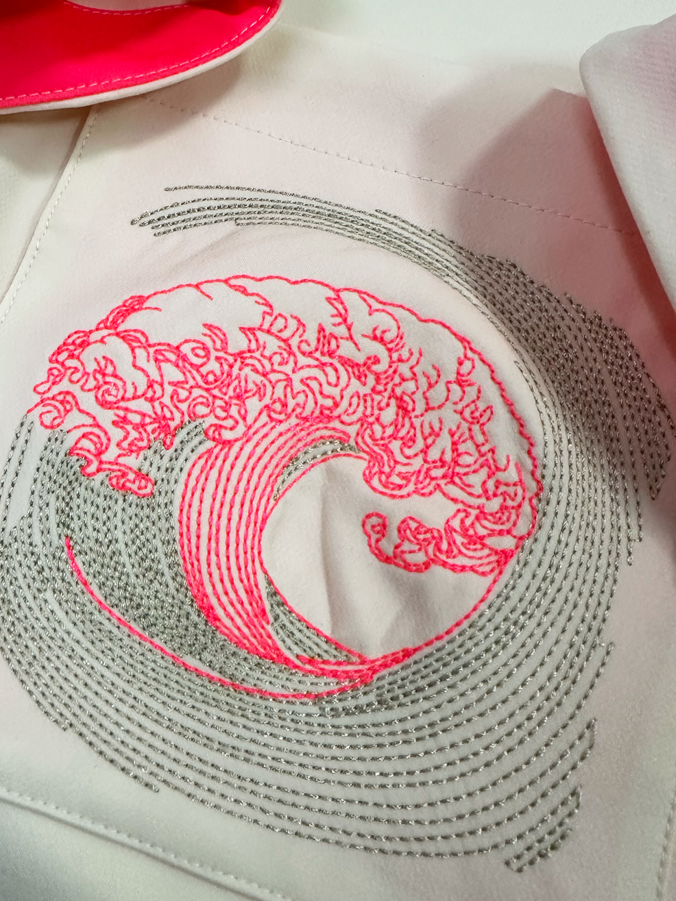 EMBROIDERED POCKETED JERSEY BLOUSE