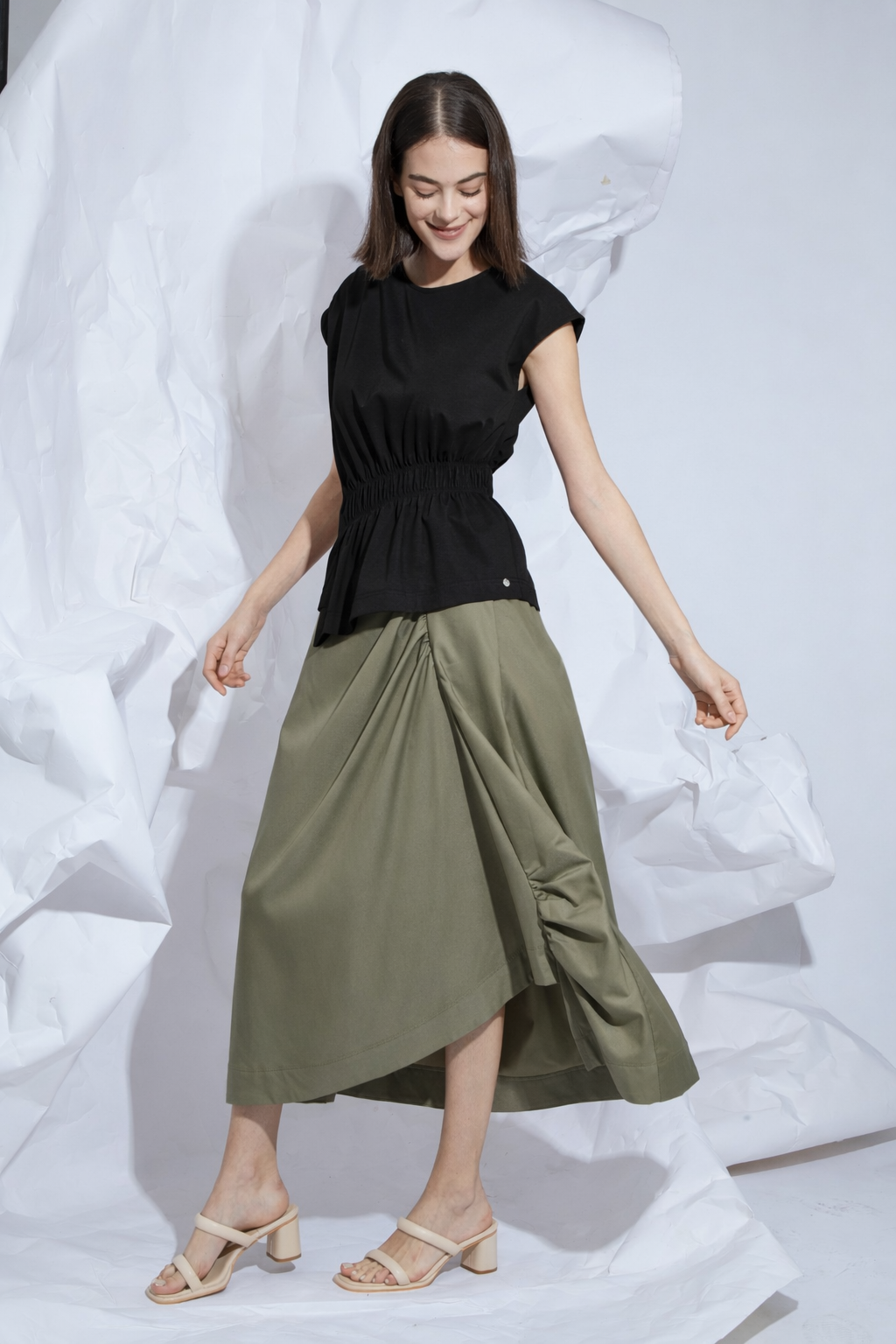 ASYMMETRIC DRAPED SKIRT