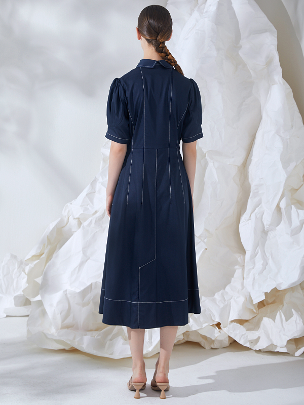 LINED SHIRT DRESS MIDI DRESS