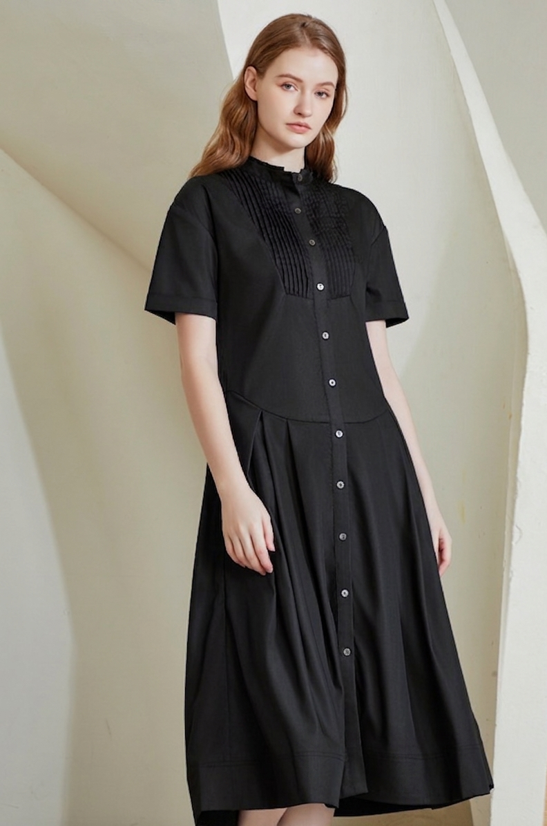 PLEATED MAXI DRESS