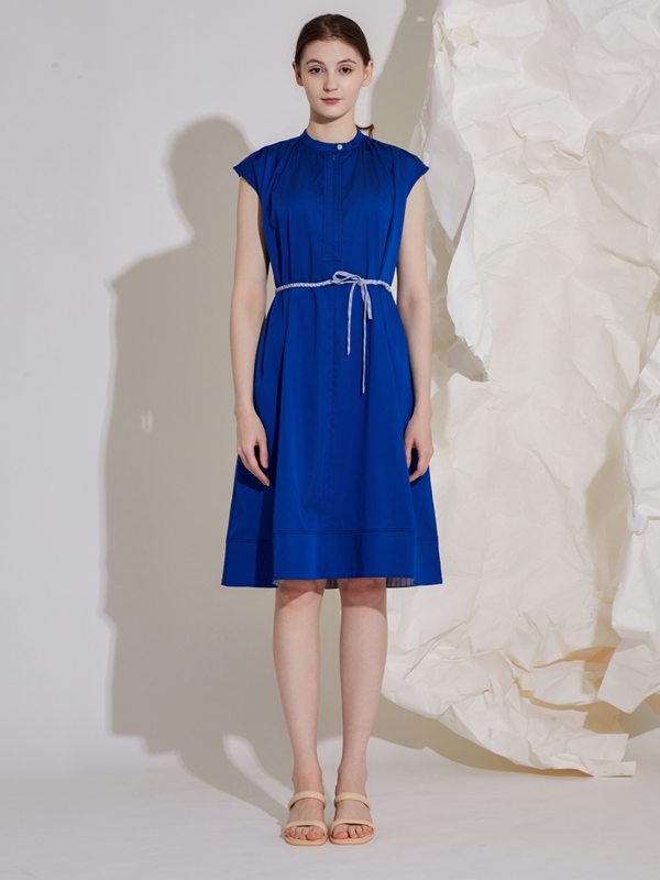 GRANDAD-COLLAR MIDI DRESS