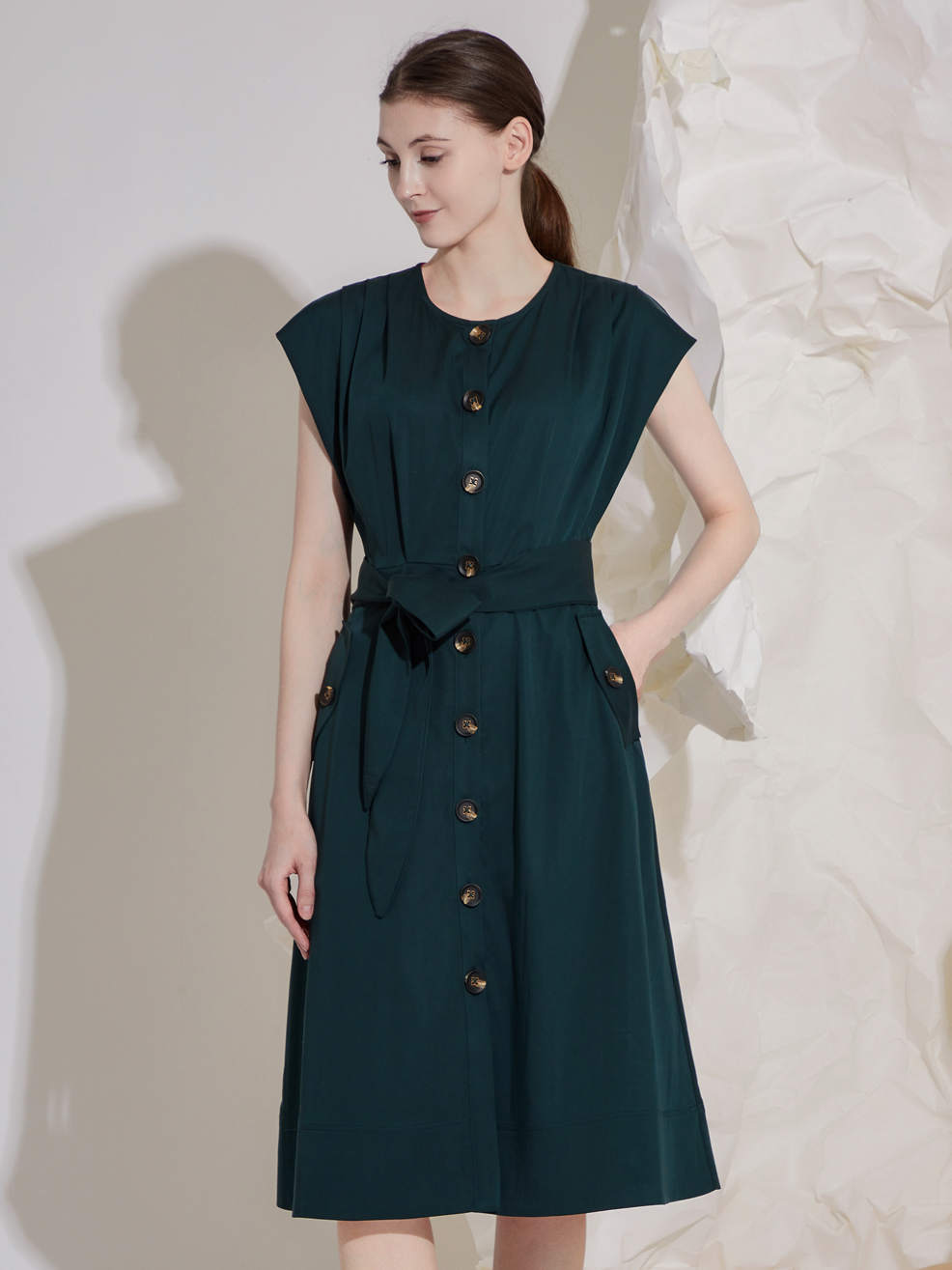 BELTED MIDI DRESS