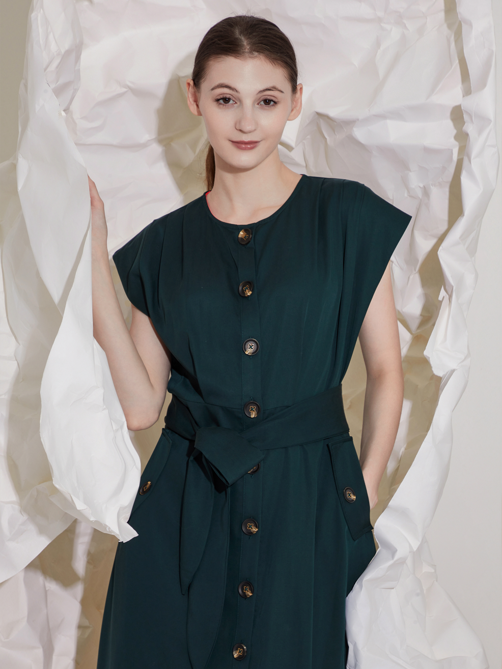 BELTED MIDI DRESS
