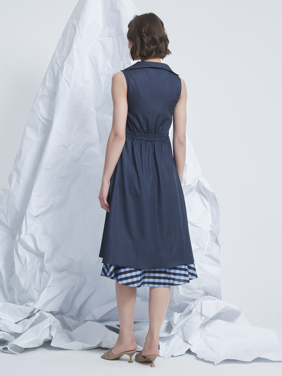 CHECKER LAYER MIDI DRESS