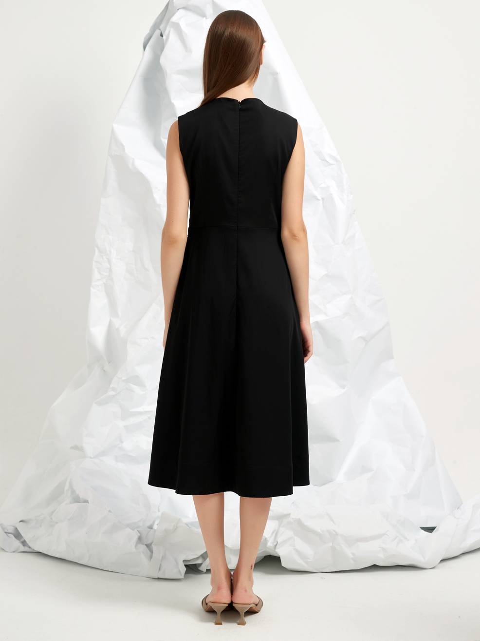 JACQUARD TIE BELT MIDI DRESS