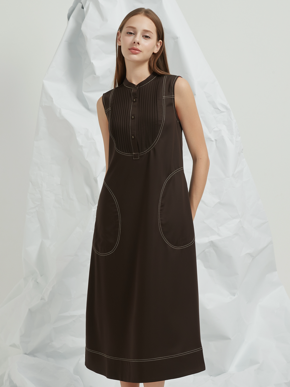 BIB LINED MIDI DRESS