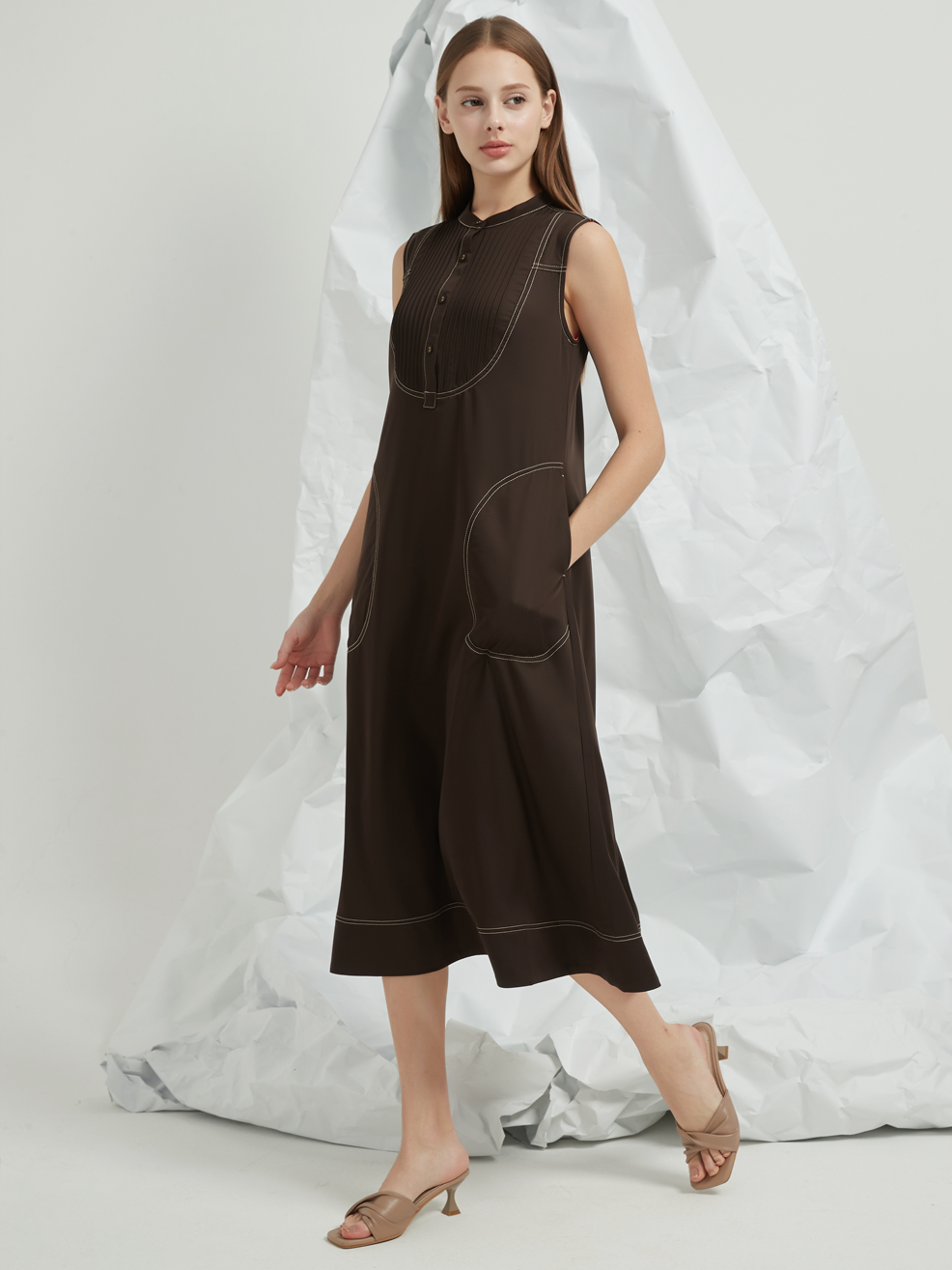 BIB LINED MIDI DRESS