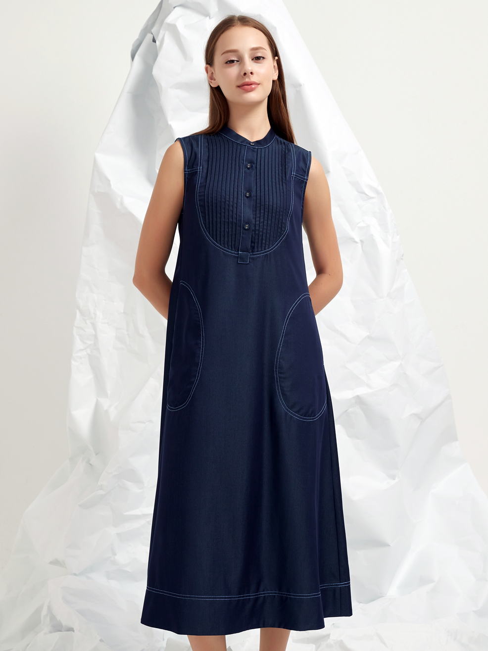 BIB LINED MIDI DRESS