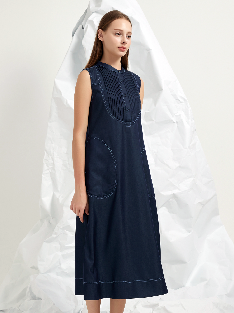 BIB LINED MIDI DRESS