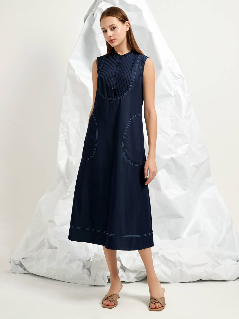 BIB LINED MIDI DRESS