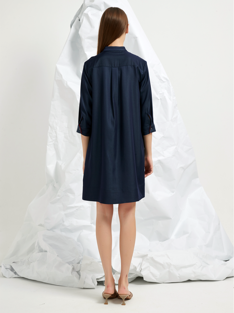 PLEATED BIB MINI DRESS