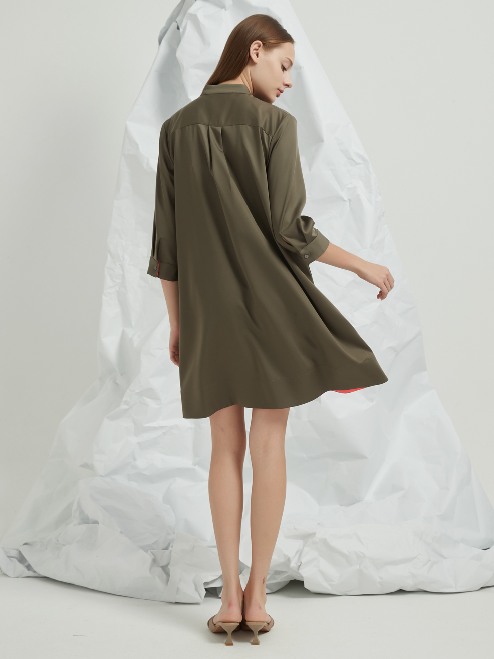 PLEATED BIB MINI DRESS