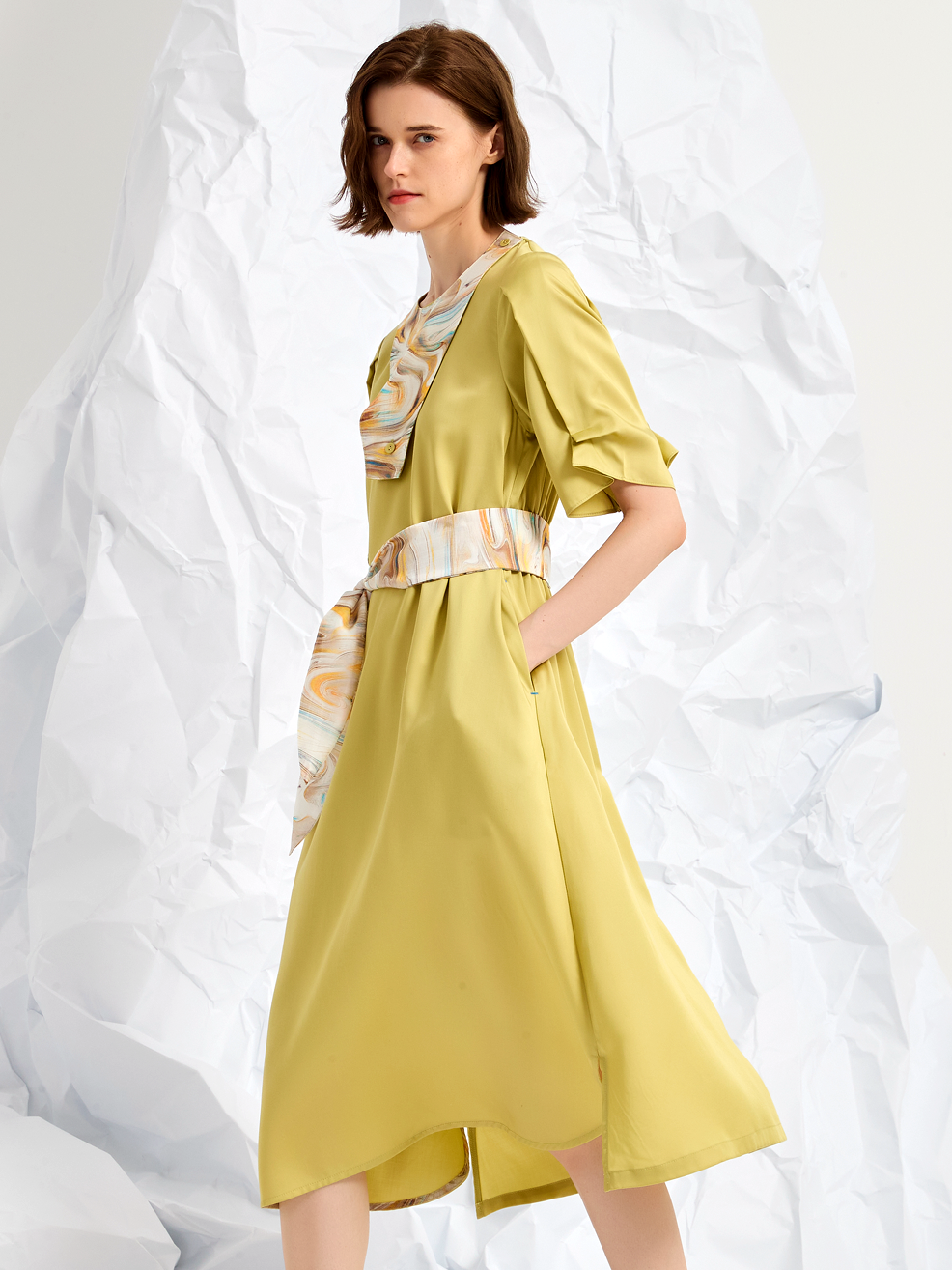BELTED MIDI DRESS