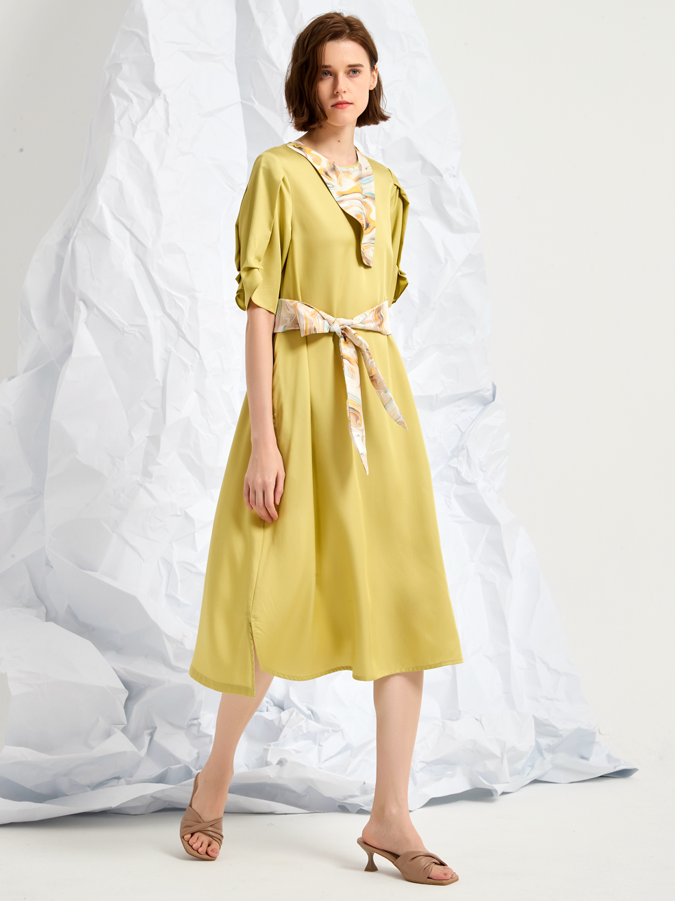 BELTED MIDI DRESS