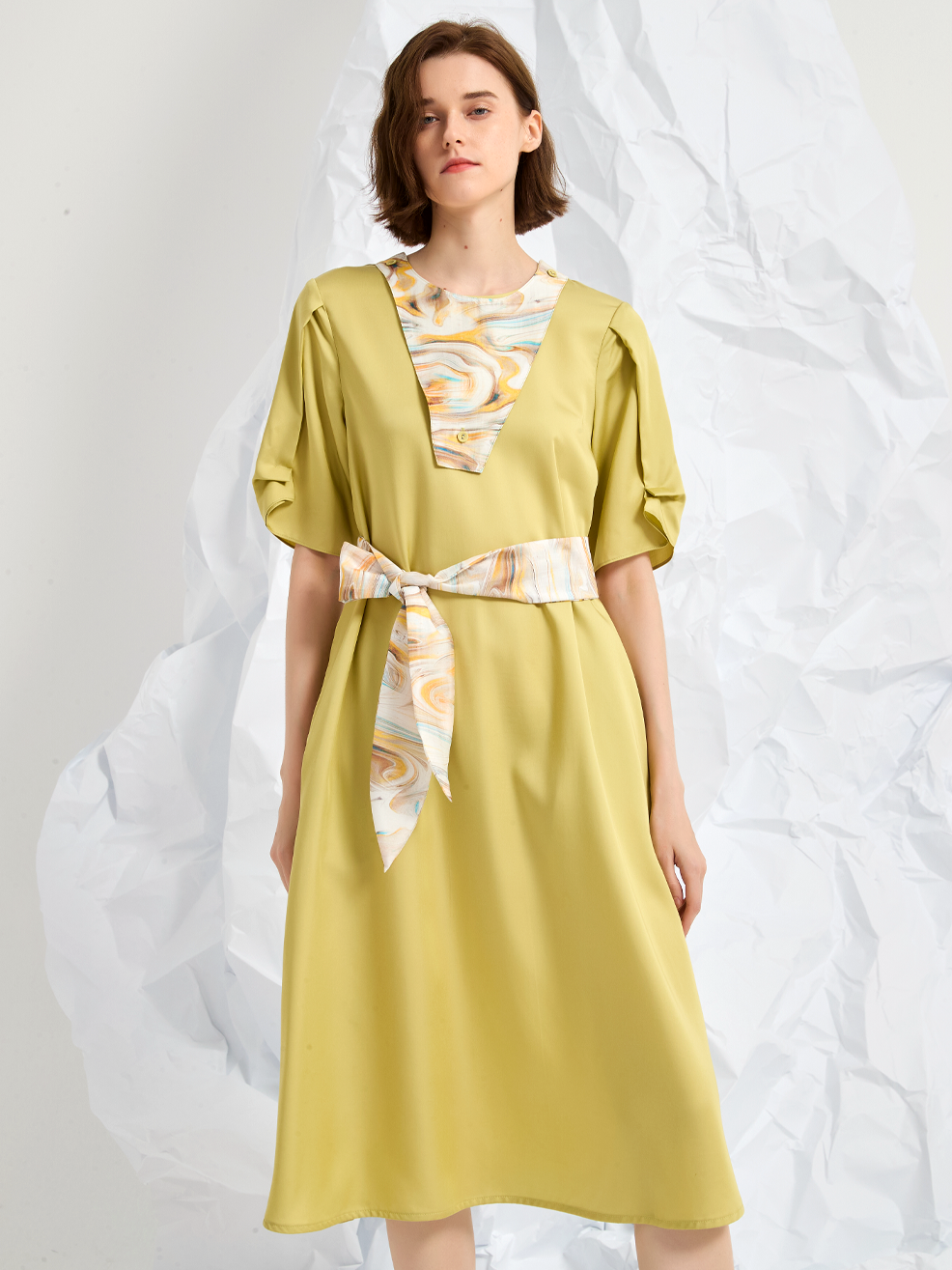BELTED MIDI DRESS