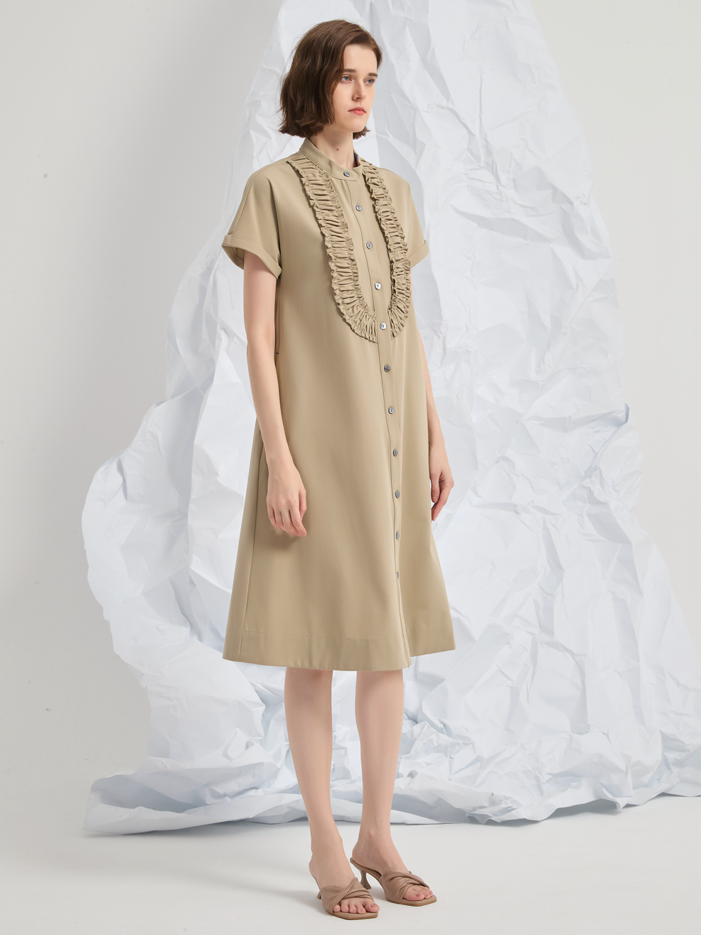 WOOL BIBS MIDI DRESS