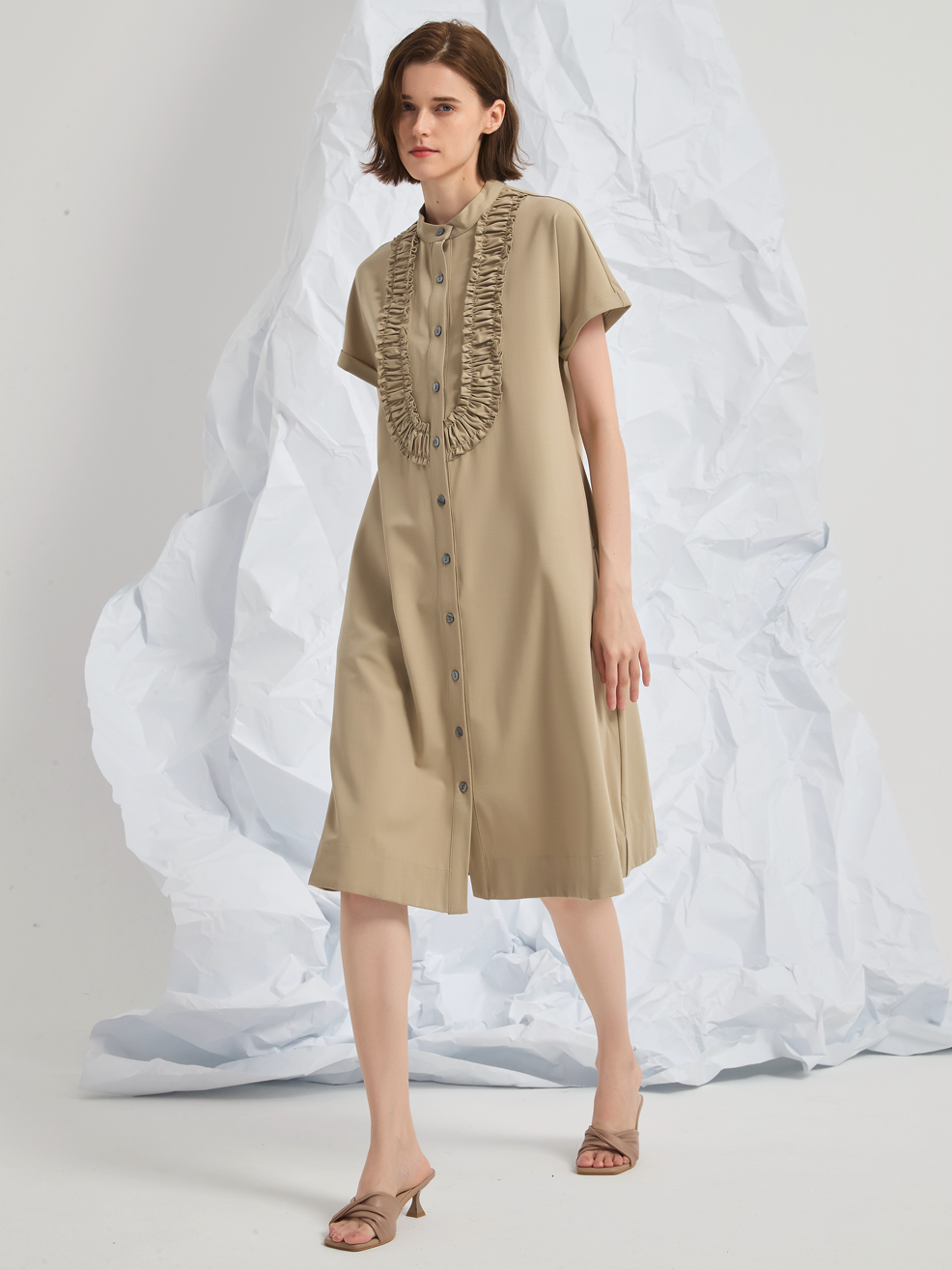 WOOL BIBS MIDI DRESS