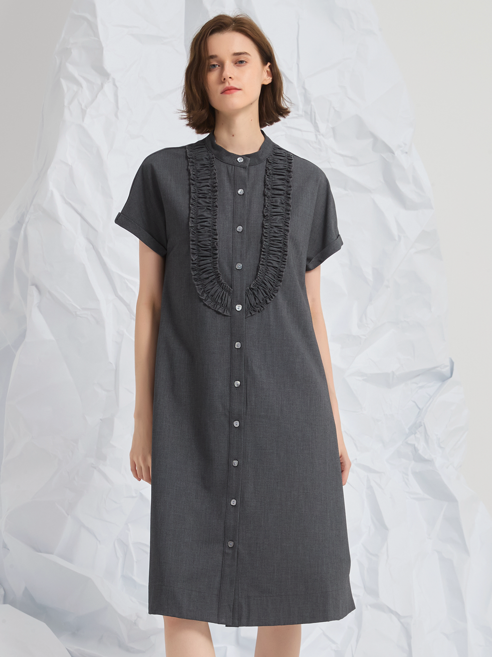 WOOL BIBS MIDI DRESS