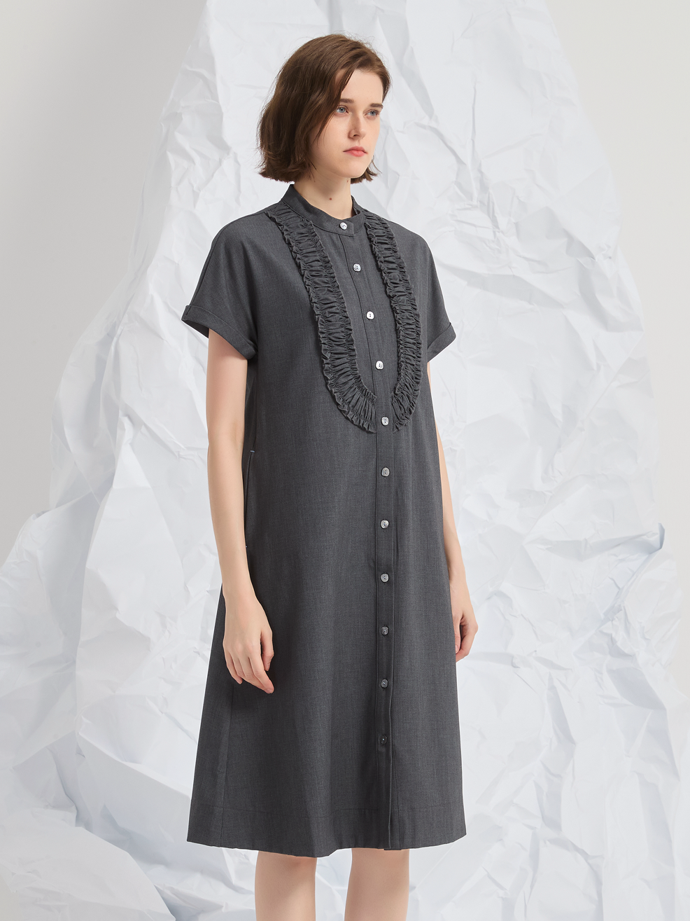 WOOL BIBS MIDI DRESS