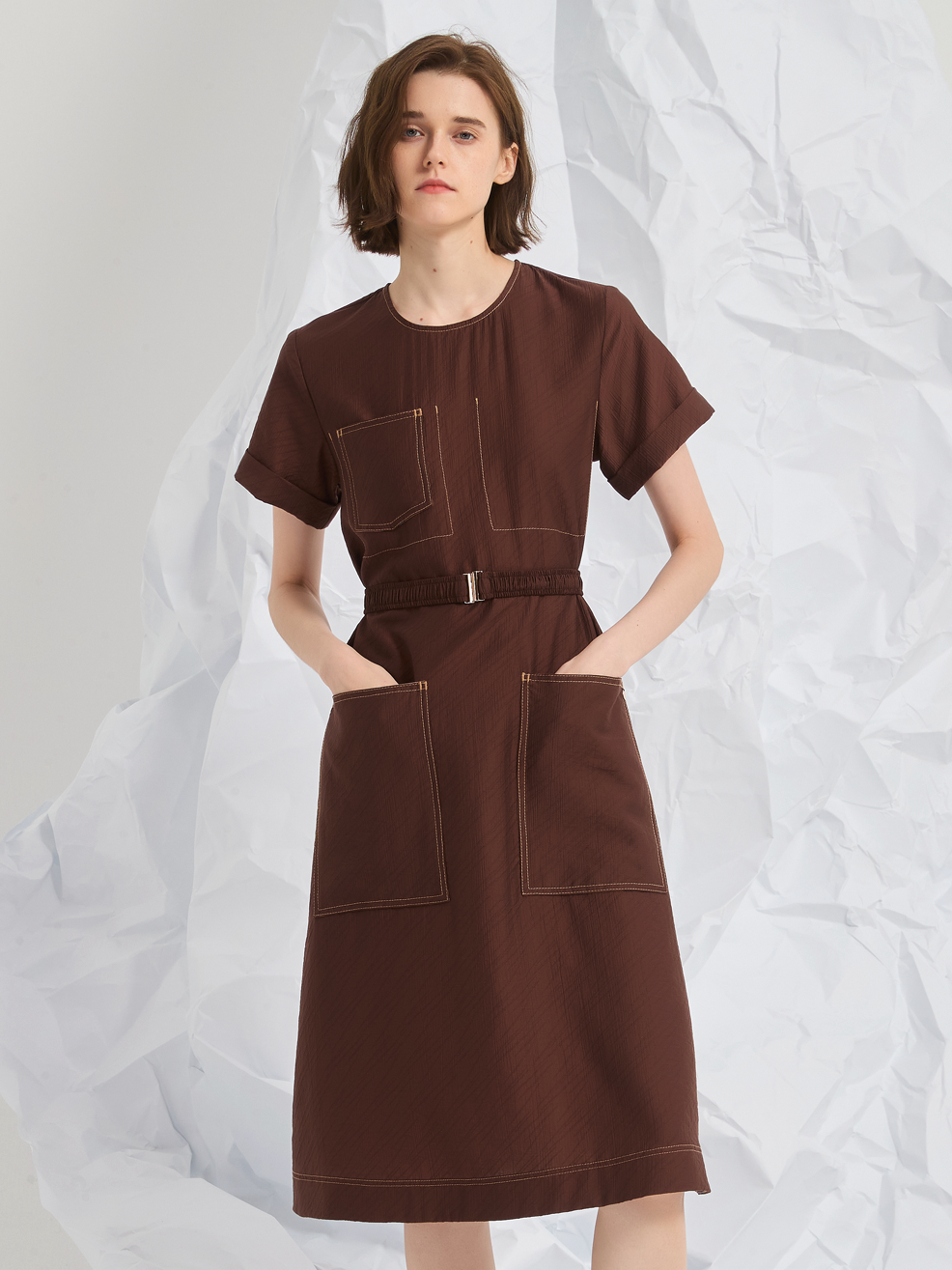 JACQUARD TENCEL MIDI DRESS