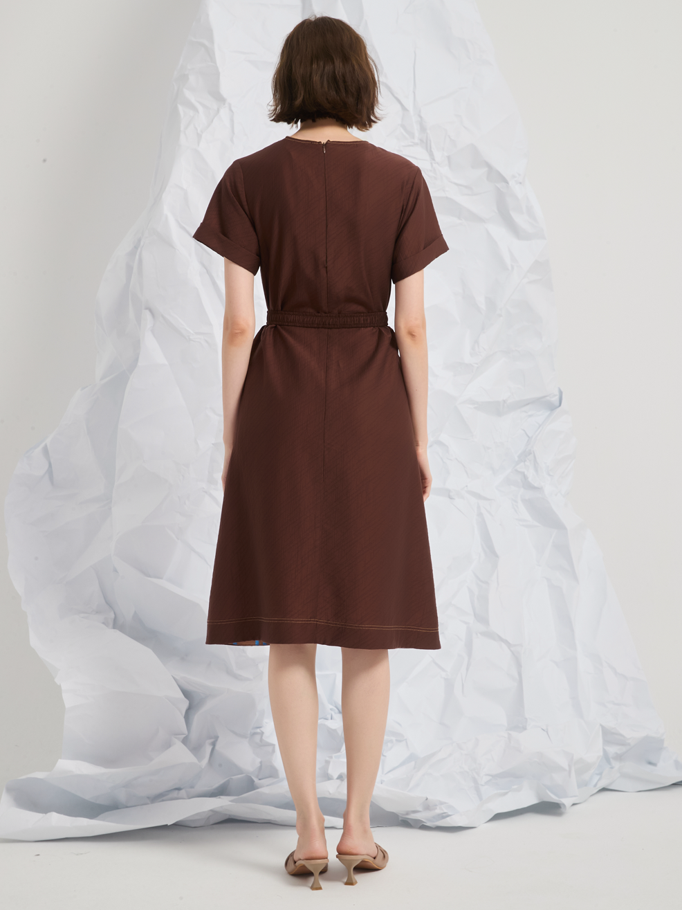 JACQUARD TENCEL MIDI DRESS