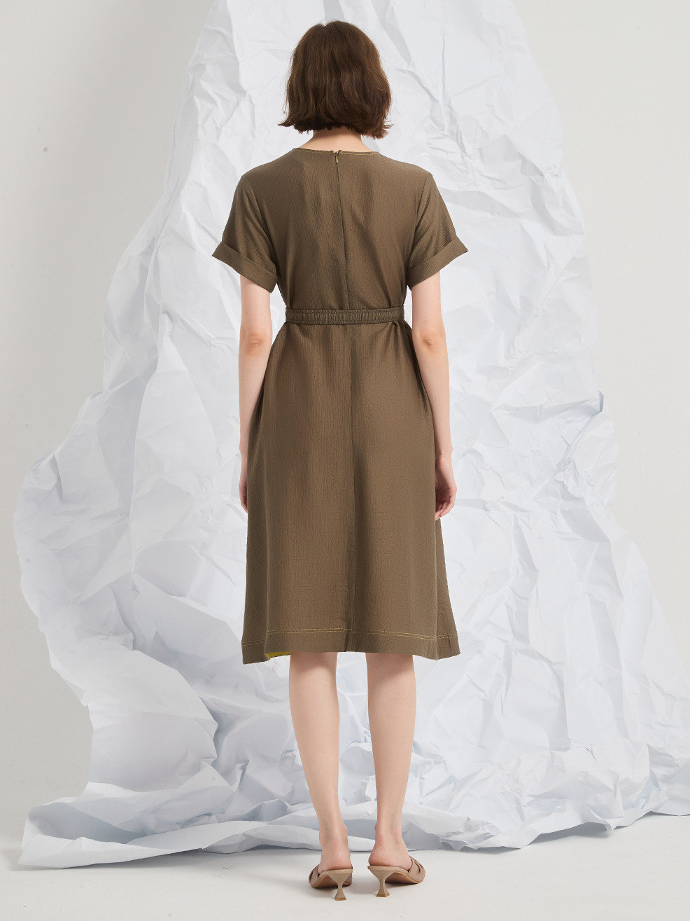 JACQUARD TENCEL MIDI DRESS