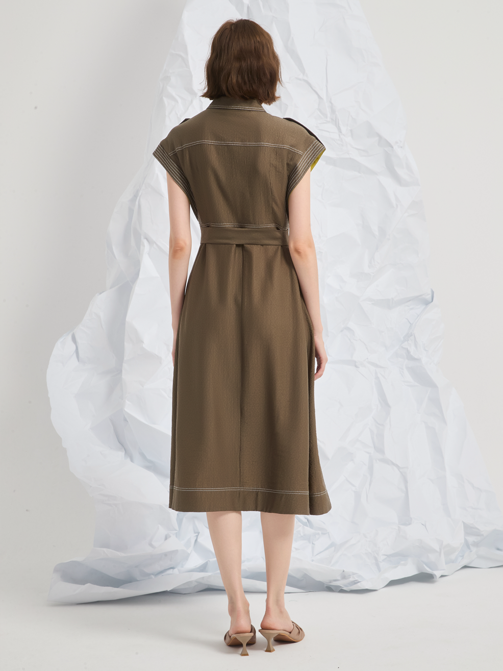 JACQUARD BELTED MIDI DRESS
