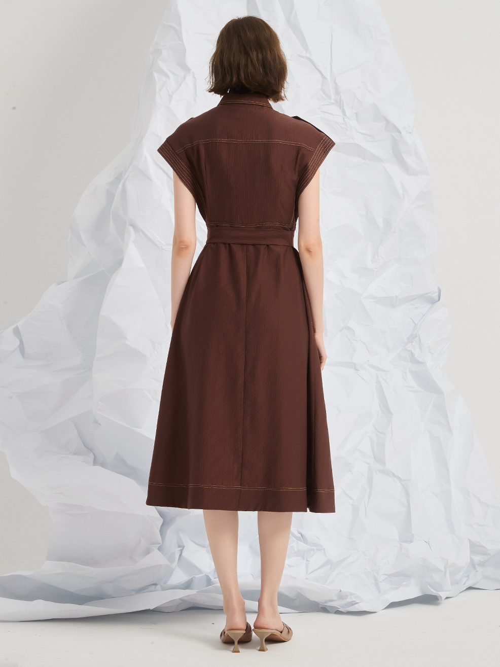 JACQUARD BELTED MIDI DRESS