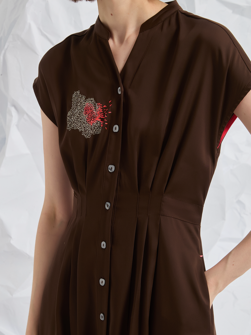 ABSTRACT EMBROIDERED MIDI DRESS