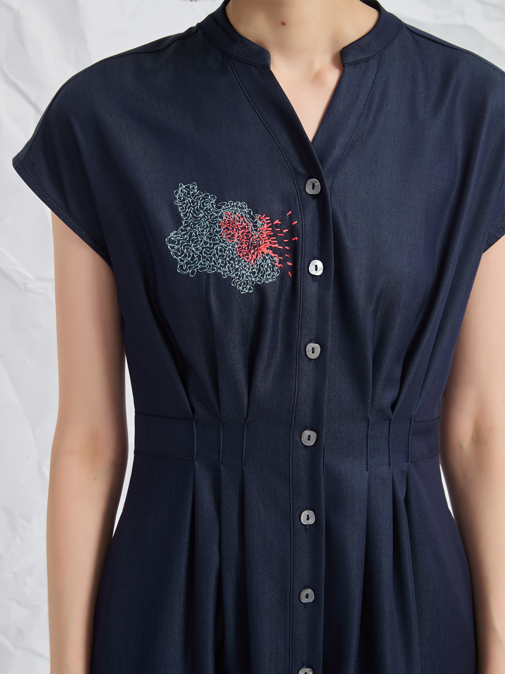 ABSTRACT EMBROIDERED MIDI DRESS