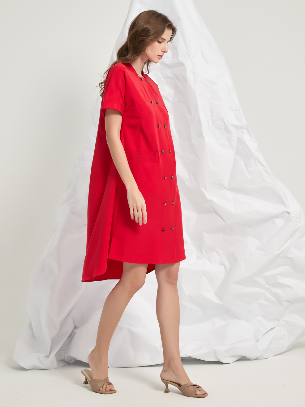 SHELLED BUTTONS MINI DRESS