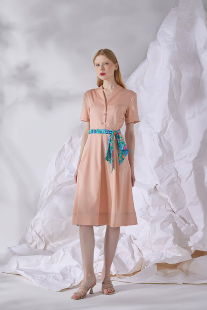 BELTED MIDI SHIRT DRESS
