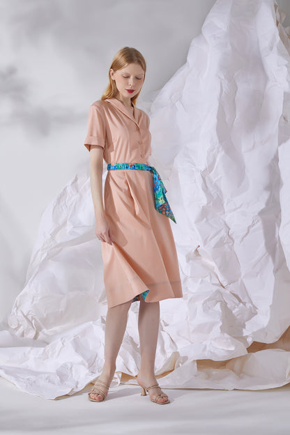 BELTED MIDI SHIRT DRESS