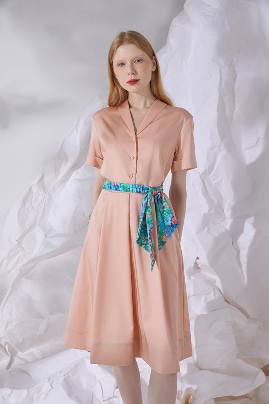 BELTED MIDI SHIRT DRESS