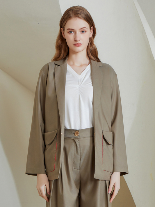 LONG CREPE BLAZER