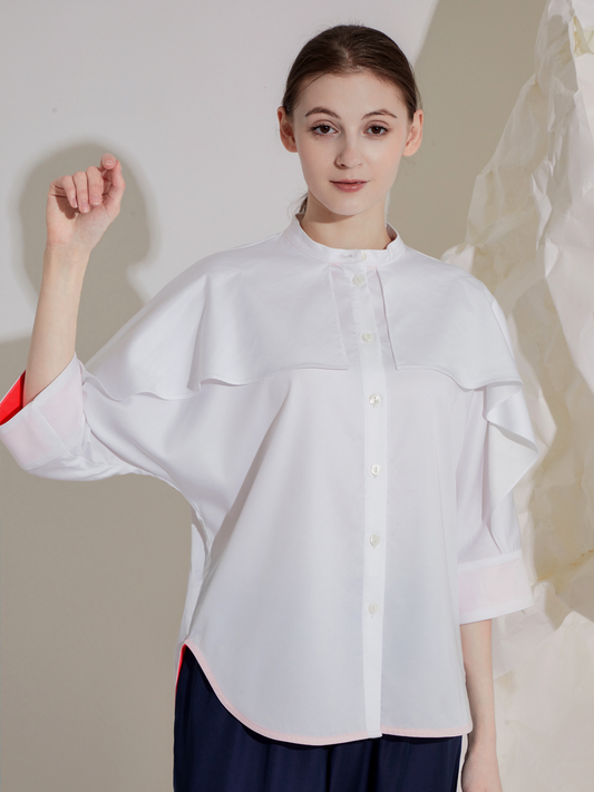 LYOCELL FRILLS SHIRT