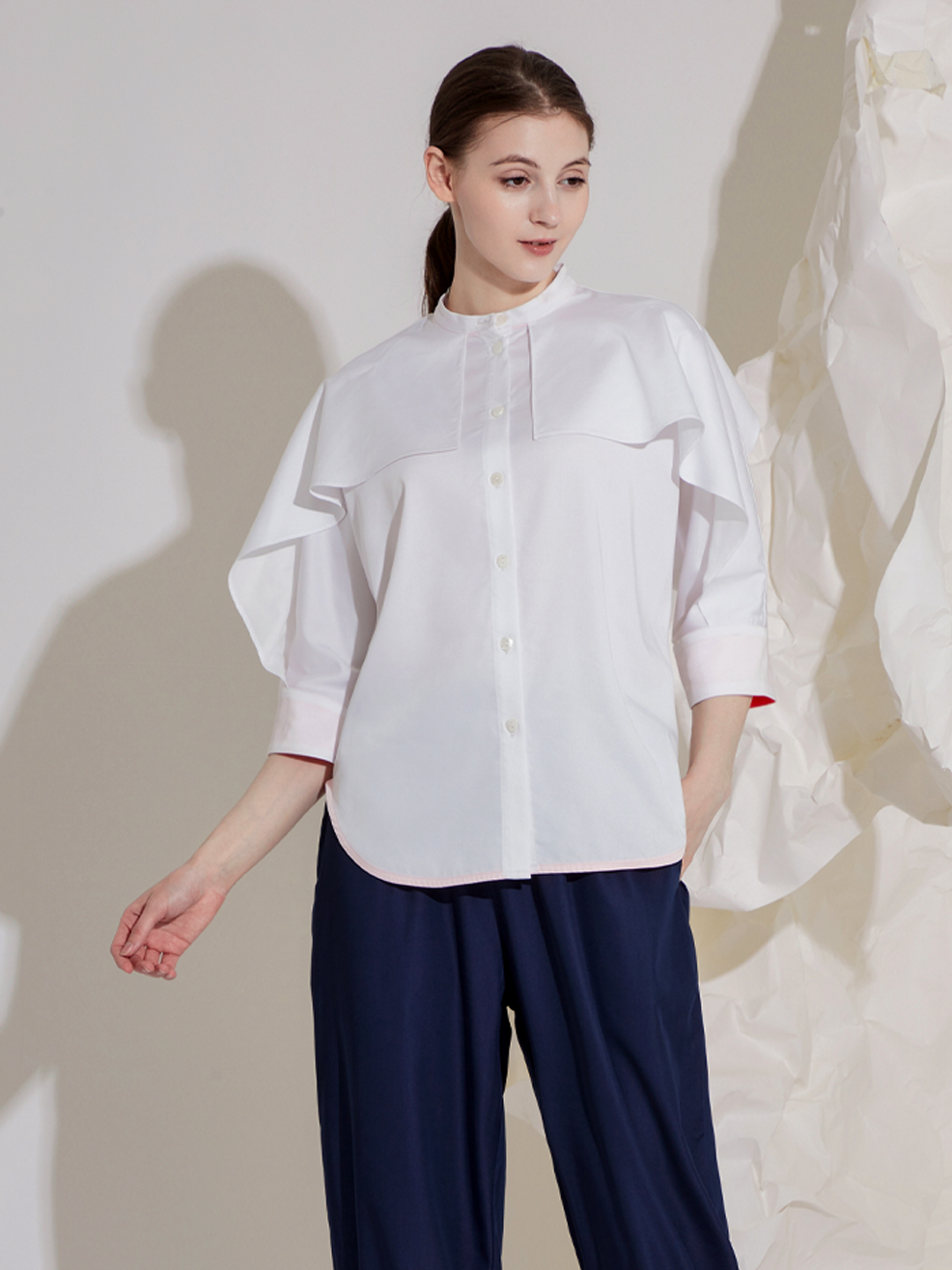 LYOCELL FRILLS SHIRT