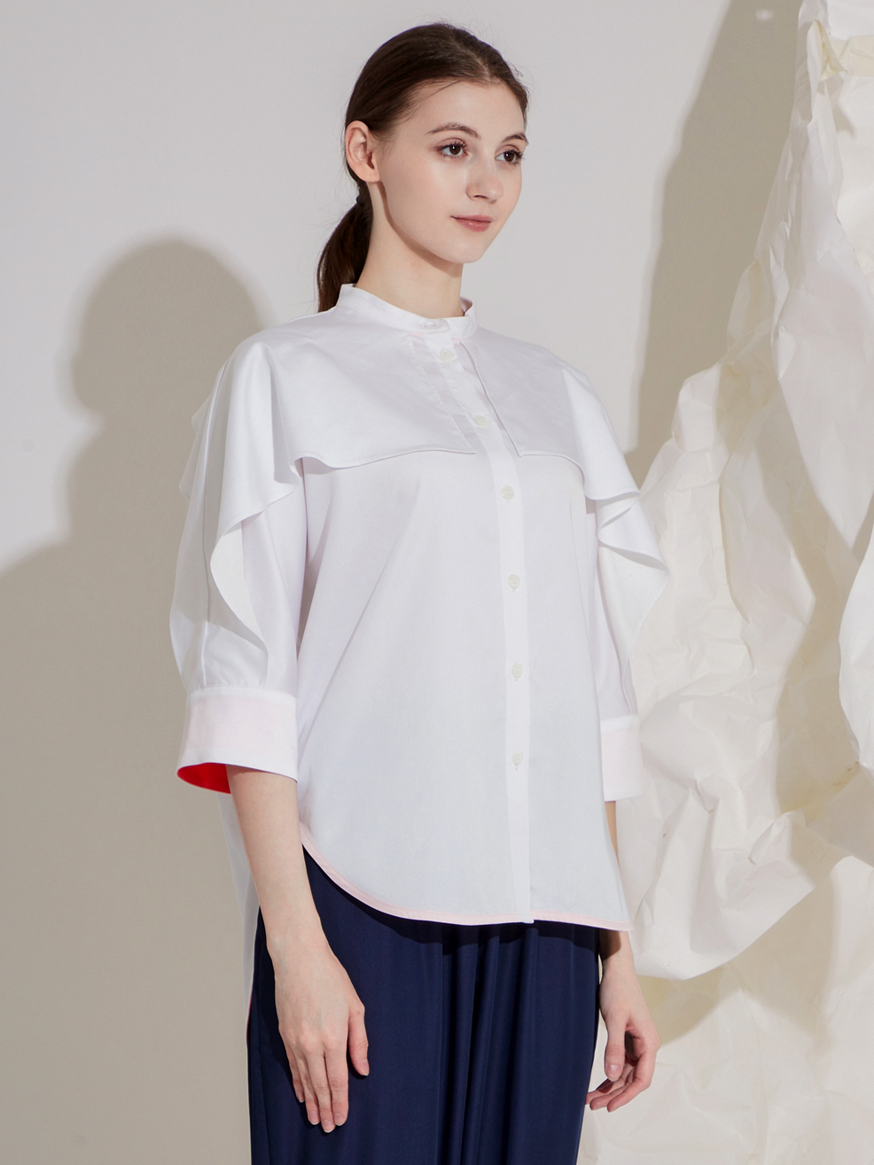 LYOCELL FRILLS SHIRT