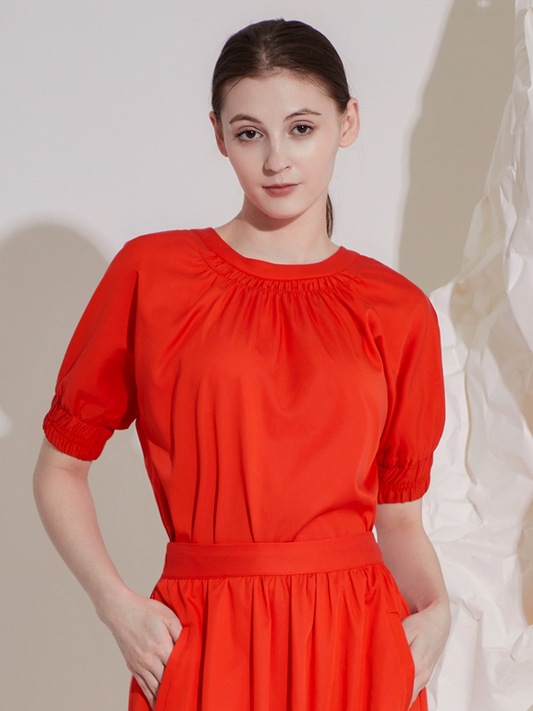 GATHERS LYOCELL BLOUSE