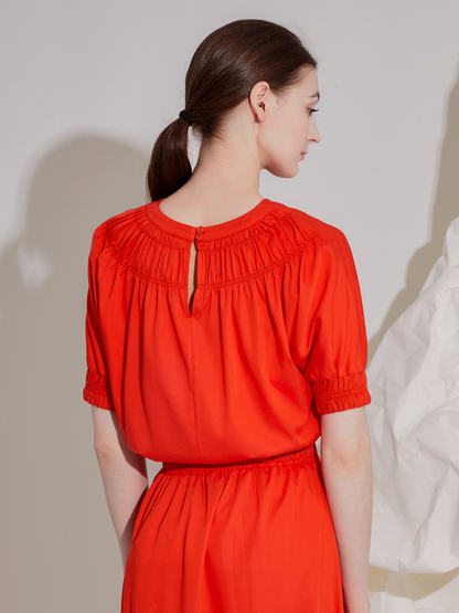 GATHERS LYOCELL BLOUSE