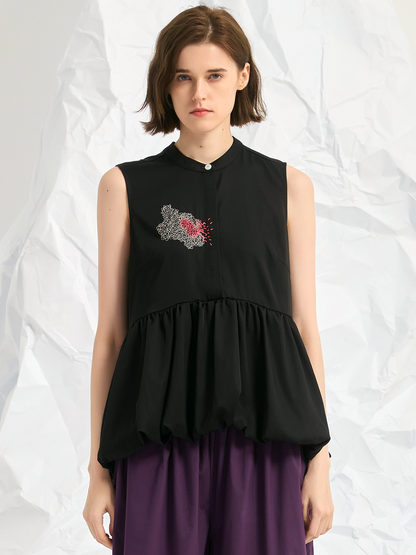 EMBROIDERED BALLOON BLOUSE
