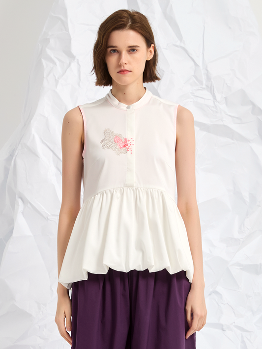 EMBROIDERED BALLOON BLOUSE