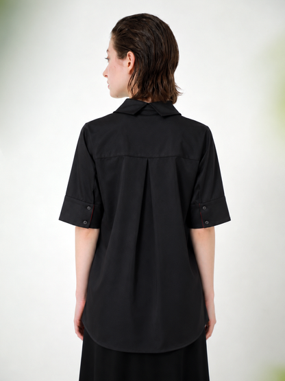 JACQUARD POCKETED JERSEY BLOUSE