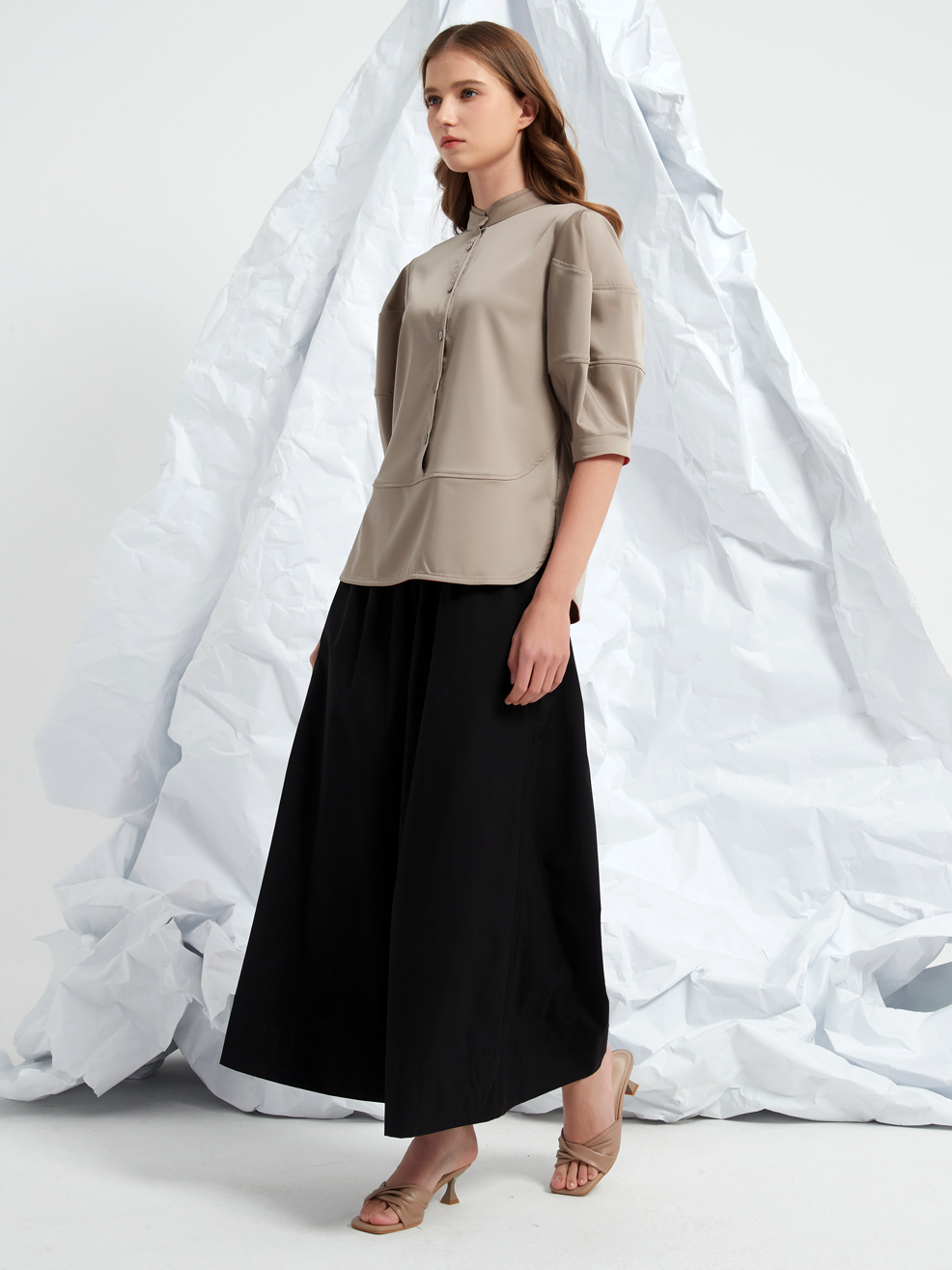 TENCEL BLEND WIDE-LEG TROUSERS