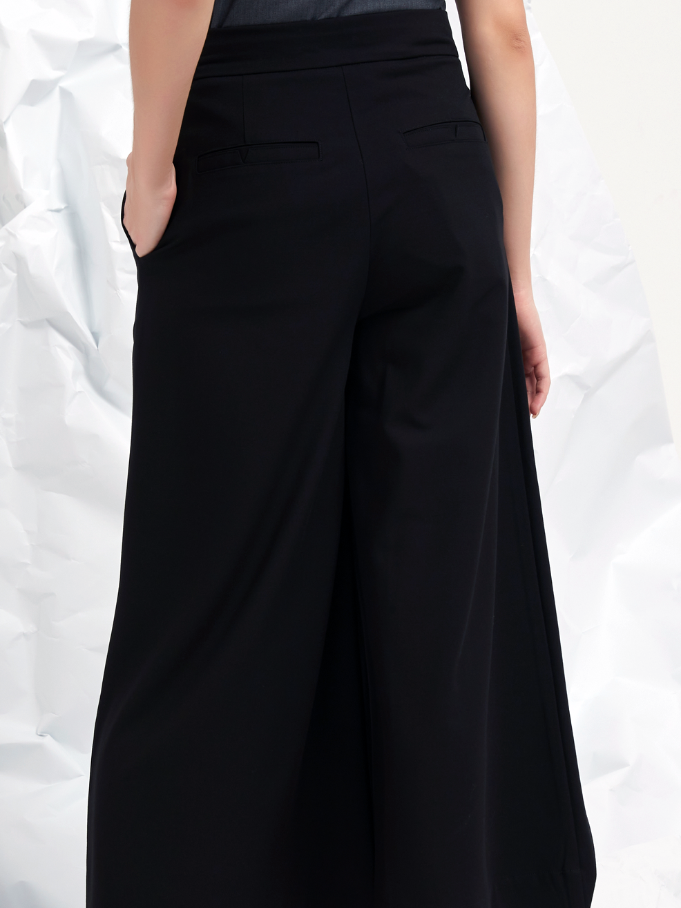 WOOL BLEND WRAP-FRONT TROUSERS