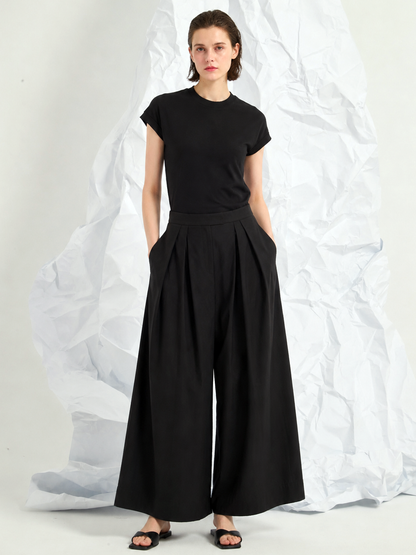 JERSEY WIDE-LEG TROUSERS