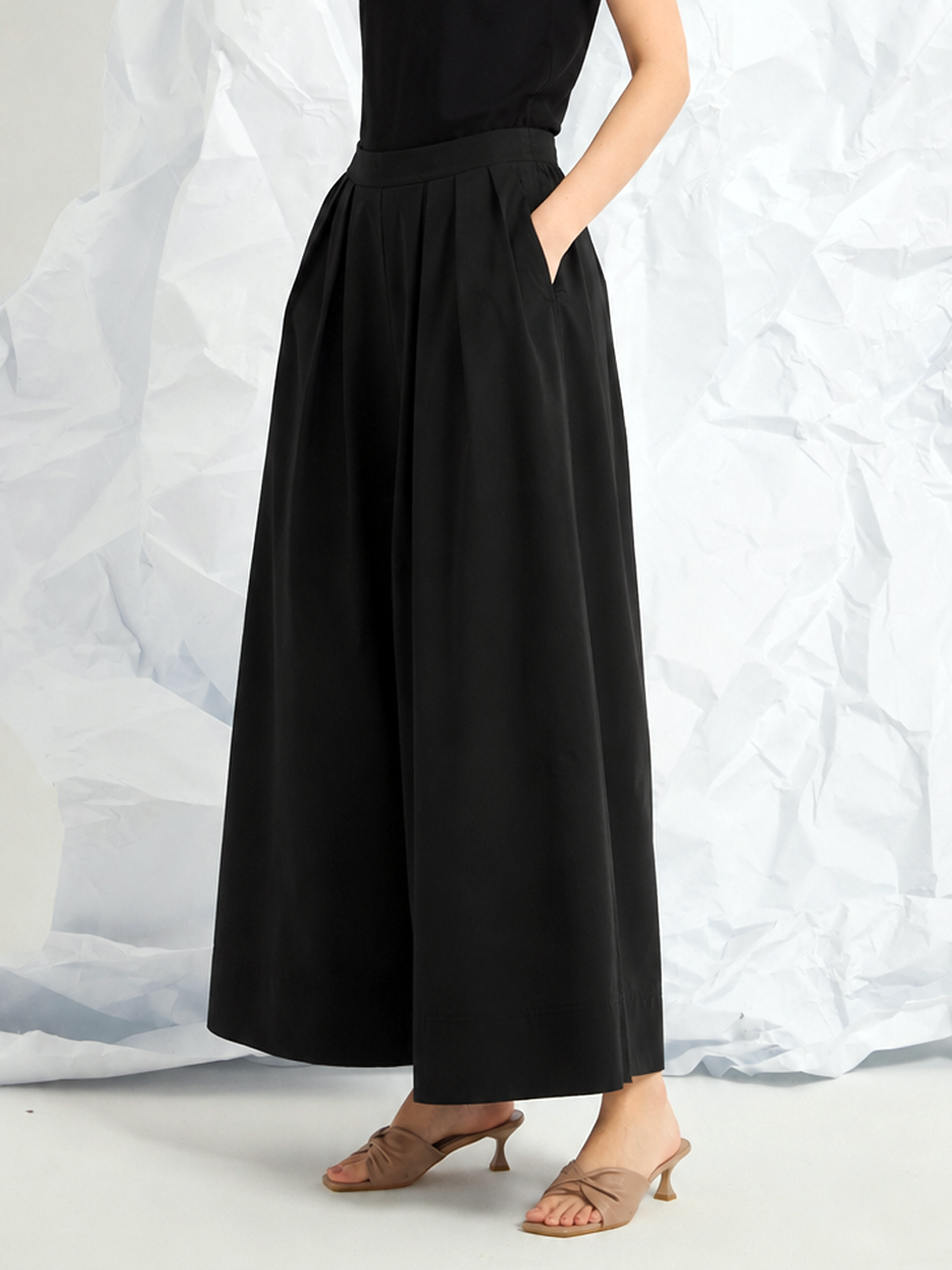 JERSEY WIDE-LEG TROUSERS